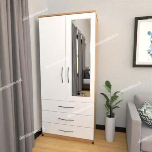 Zen 2 Door Wardrobe With 1 Mirror and 3 Drawer - Image 3