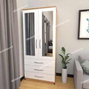 Zen 2 Door Mirrored Wardrobe With 3 Drawers - Image 3