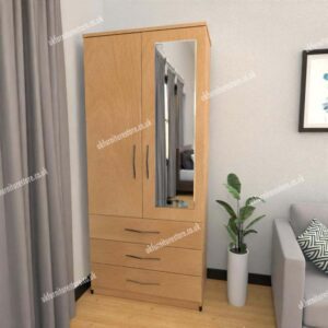 Zen 2 Door Wardrobe With 1 Mirror and 3 Drawer - Image 4