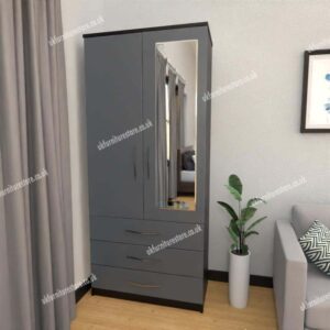 Zen 2 Door Wardrobe With 1 Mirror and 3 Drawer - Image 5