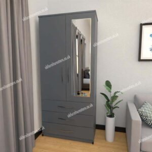 Zen 2 Door Wardrobe With 1 Mirror and 3 Drawer - Image 9