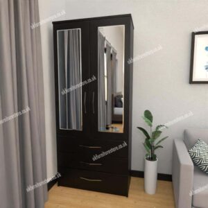 Zen 2 Door Mirrored Wardrobe With 3 Drawers - Image 8