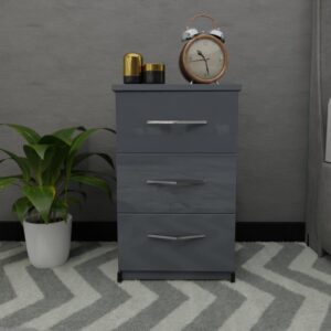 3 Drawer Gloss Bedside - Image 3