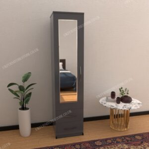 1 Door Mirrored Wardrobe With 2 Drawers - Image 3