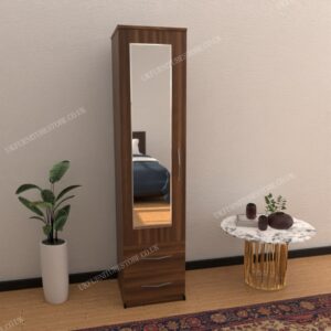 1 Door Mirrored Wardrobe With 2 Drawers - Image 5