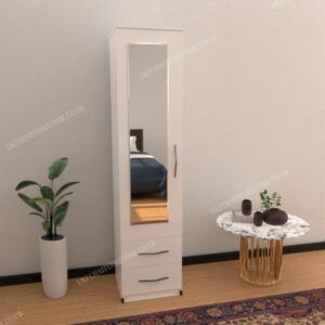 1 Door Mirrored Wardrobe With 2 Drawers - Image 6