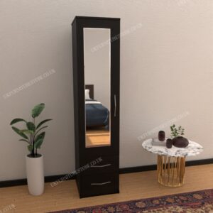 1 Door Mirrored Wardrobe With 2 Drawers - Image 8