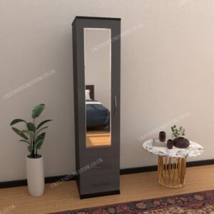 1 Door Mirrored Wardrobe With 2 Drawers - Image 9