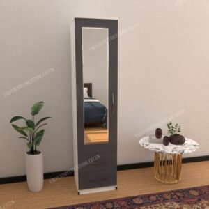 1 Door Mirrored Wardrobe With 2 Drawers - Image 12