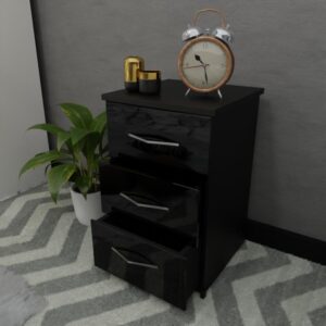 3 Drawer Gloss Bedside - Image 4