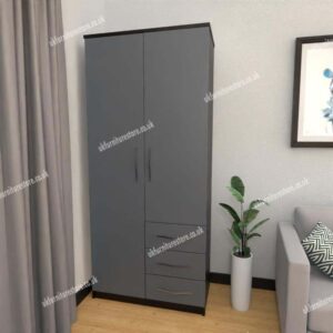 Zen 2 Door Wardrobe With 3 Side Drawers - Image 5