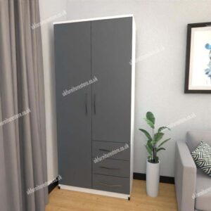 Zen 2 Door Wardrobe With 3 Side Drawers - Image 15