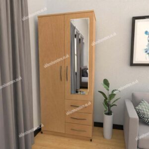 Zen 2 Door Wardrobe With 1 Mirror and 3 Drawers - Image 4