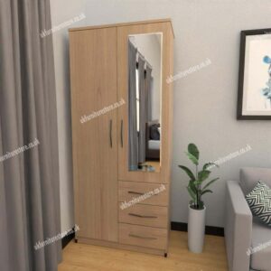 Zen 2 Door Wardrobe With 1 Mirror and 3 Drawers - Image 10