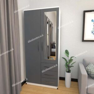 Zen 2 Door Wardrobe With 1 Mirror and 3 Drawers - Image 15