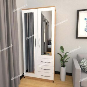 Zen 2 Door Wardrobe With 2 Mirrors and 3 Drawers - Image 3