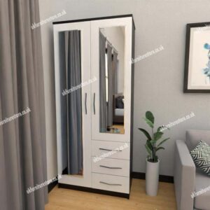 Zen 2 Door Wardrobe With 2 Mirrors and 3 Drawers - Image 7