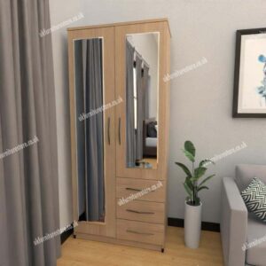 Zen 2 Door Wardrobe With 2 Mirrors and 3 Drawers - Image 10