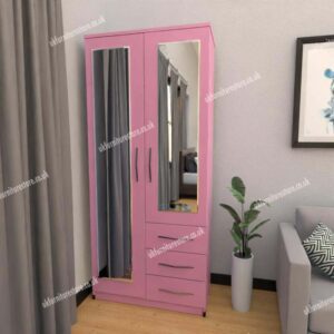 Zen 2 Door Wardrobe With 2 Mirrors and 3 Drawers - Image 11