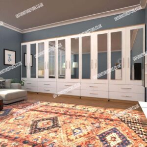 10 Door Wardrobe With 10 Mirrors & 10 Drawers - Image 8