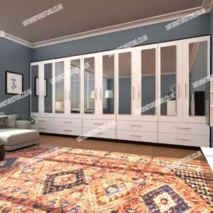 10 Door Wardrobe With 10 Mirrors & 10 Drawers - Image 9