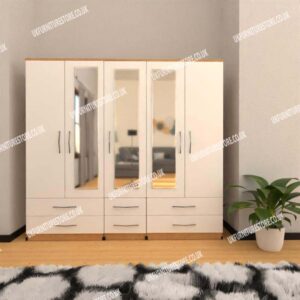 5 Door Wardrobe With 3 Mirrors & 6 Drawers - Image 8