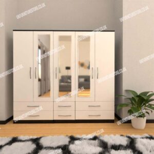 5 Door Wardrobe With 3 Mirrors & 6 Drawers - Image 9