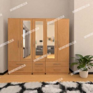 5 Door Wardrobe With 3 Mirrors & 6 Drawers - Image 3