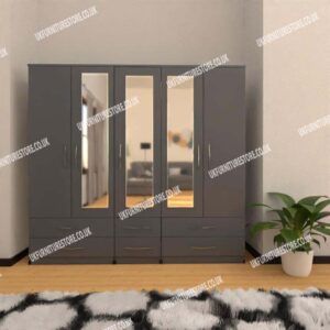 5 Door Wardrobe With 3 Mirrors & 6 Drawers - Image 10