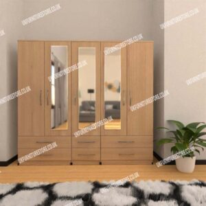 5 Door Wardrobe With 3 Mirrors & 6 Drawers - Image 11