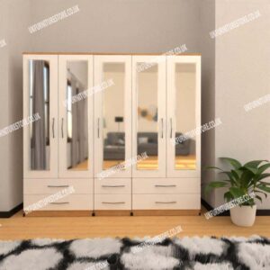 5 Door Wardrobe With 5 Mirrors & 6 Drawers - Image 8