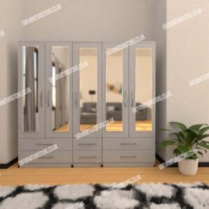 5 Door Wardrobe With 5 Mirrors & 6 Drawers - Image 13