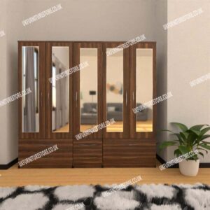 5 Door Wardrobe With 5 Mirrors & 6 Drawers - Image 14