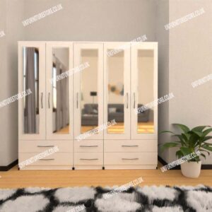 5 Door Wardrobe With 5 Mirrors & 6 Drawers - Image 15