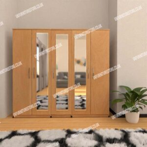 5 Door Wardrobe with 3 Mirrors - Image 3