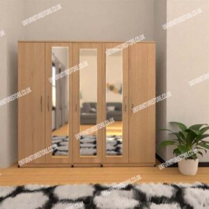 5 Door Wardrobe with 3 Mirrors - Image 11