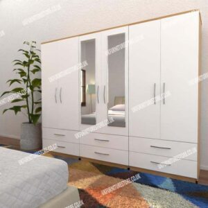 6 Door Wardrobe With 2 Mirrors & 6 Drawers - Image 8