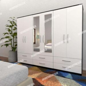 6 Door Wardrobe With 2 Mirrors & 6 Drawers - Image 9