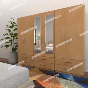 6 Door Wardrobe With 2 Mirrors & 6 Drawers - Image 3