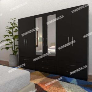 6 Door Wardrobe With 2 Mirrors & 6 Drawers - Image 4