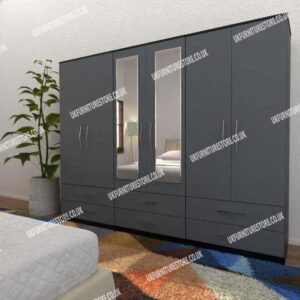 6 Door Wardrobe With 2 Mirrors & 6 Drawers - Image 5