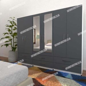 6 Door Wardrobe With 2 Mirrors & 6 Drawers - Image 6