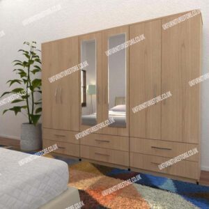 6 Door Wardrobe With 2 Mirrors & 6 Drawers - Image 10