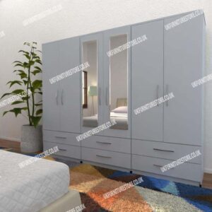 6 Door Wardrobe With 2 Mirrors & 6 Drawers - Image 12