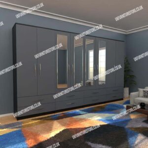 Fitment 8 Door Wardrobe with 4 Mirrors & 8 Drawers - Image 5