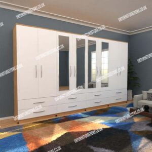 Fitment 8 Door Wardrobe with 4 Mirrors & 8 Drawers - Image 8