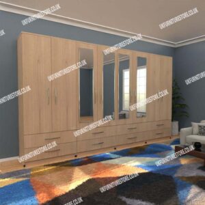 Fitment 8 Door Wardrobe with 4 Mirrors & 8 Drawers - Image 10