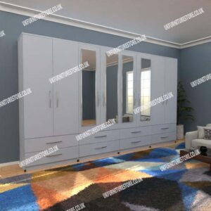 Fitment 8 Door Wardrobe with 4 Mirrors & 8 Drawers - Image 13