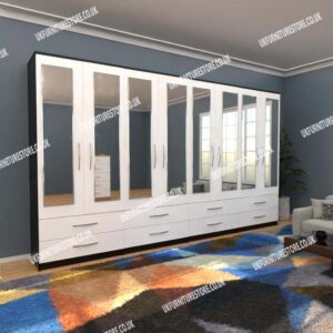 Fitment 8 Door Mirrored Wardrobe with 8 Drawers - Image 11