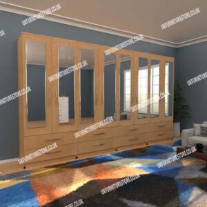 Fitment 8 Door Mirrored Wardrobe with 8 Drawers - Image 3